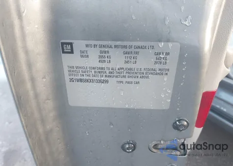 2008 Chevrolet Impala Ls из США, поврежденный, VIN 2G1WB58KX81336299